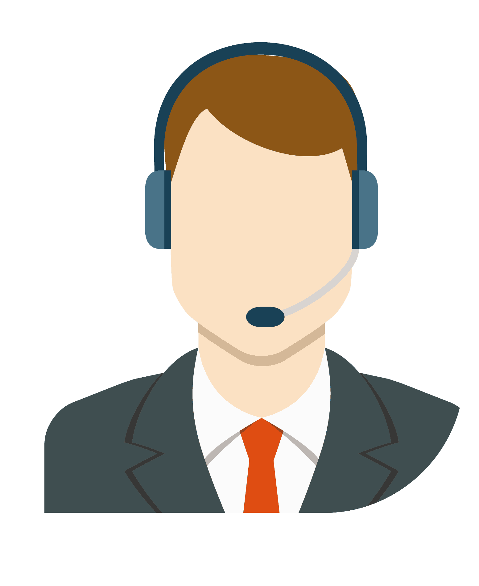 A person in a suit and tie with a headset